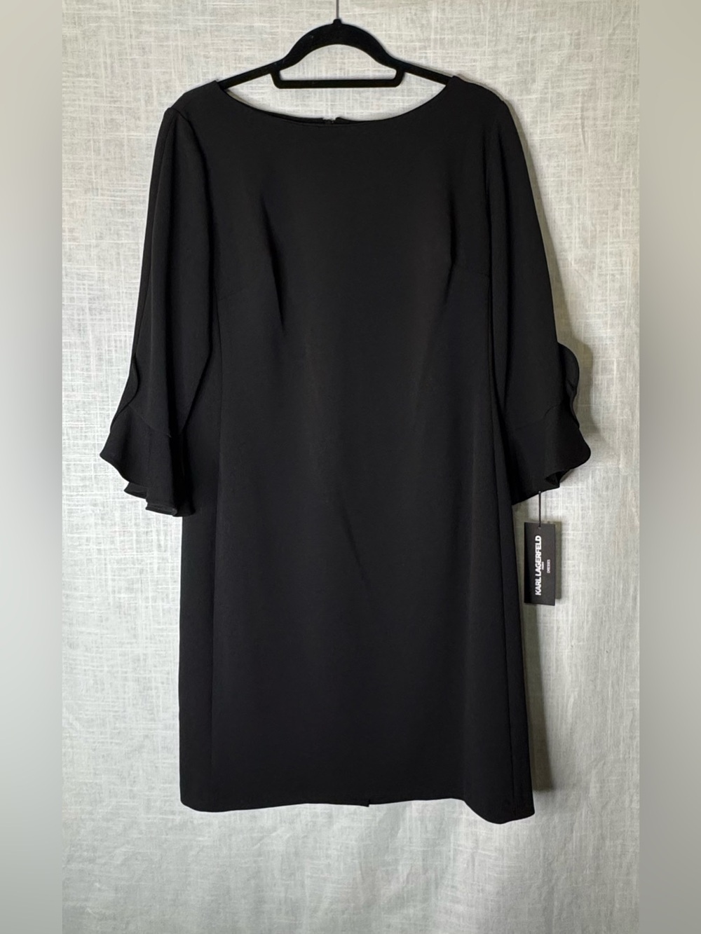 Karl Lagerfeld Black Ruffle Sleeve Shift Dress